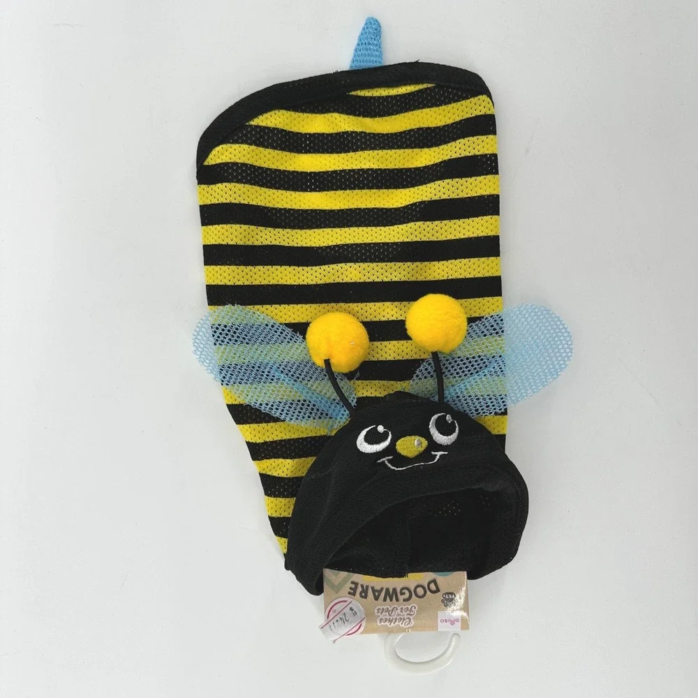 Daiso Honey Bee Dog Hoodie Costume Small Yellow Black Striped Mesh Pet Apparel